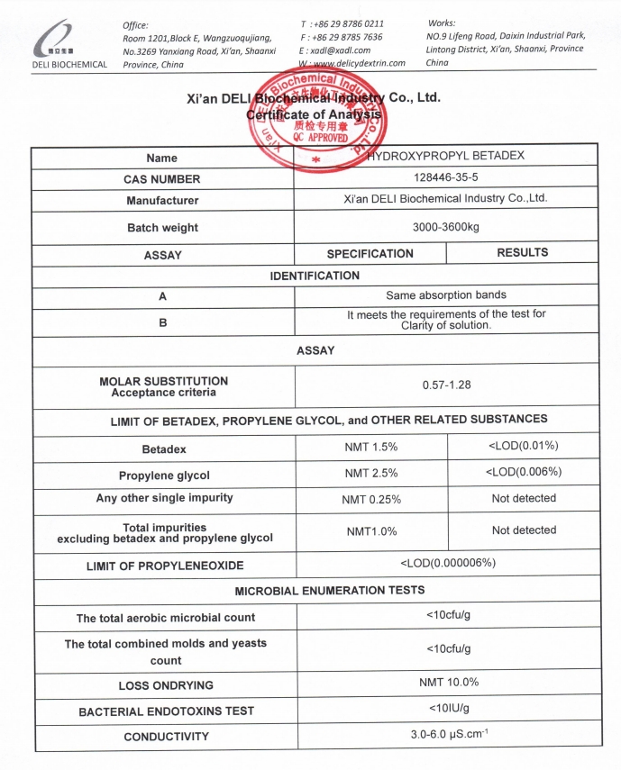 Hydroxypropyl Betadex COA